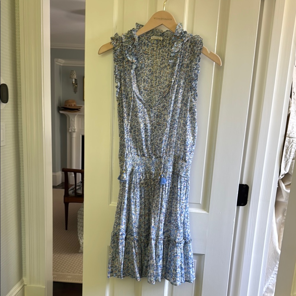 Blue Floral Ruffle Dress